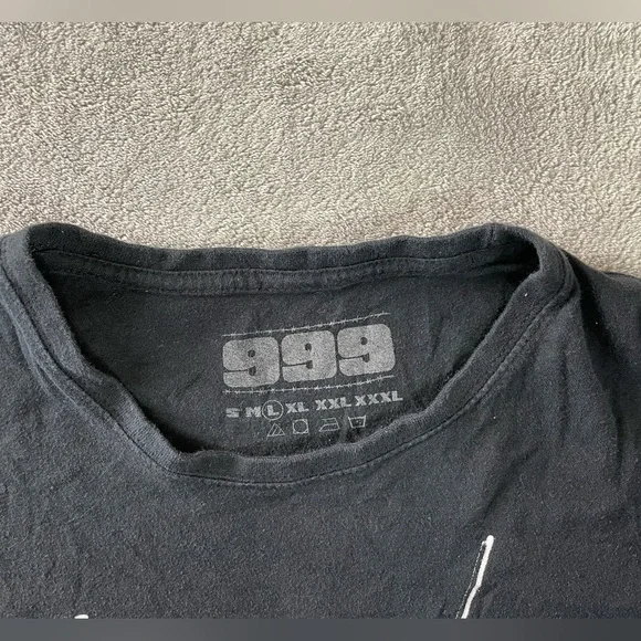 999 Black Skull Crew T Shirt Size Large Short Used - Picture 5 of 12